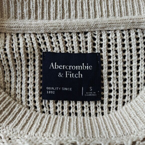Size S - Abercrombie & Fitch Men's Stitched Sweater Tee, Cream New Without Tags - Picture 4 of 8